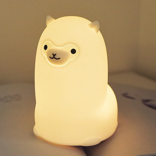 Squishy Silicone Alpaca LED Night Light - Perfect Gift for Kids and Girls