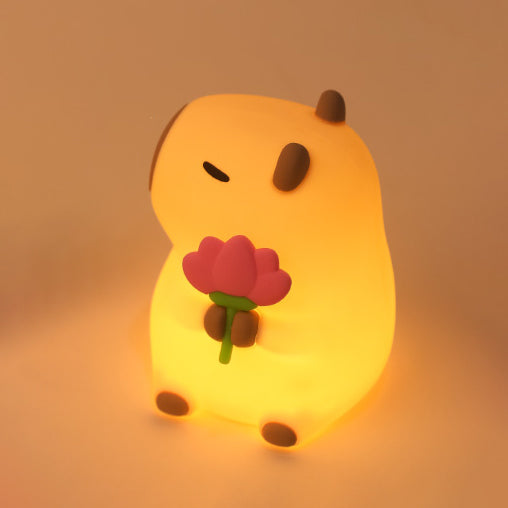 Flower Capybara Squishy Silicone Night Light - Perfect Gift for Kids and Girls