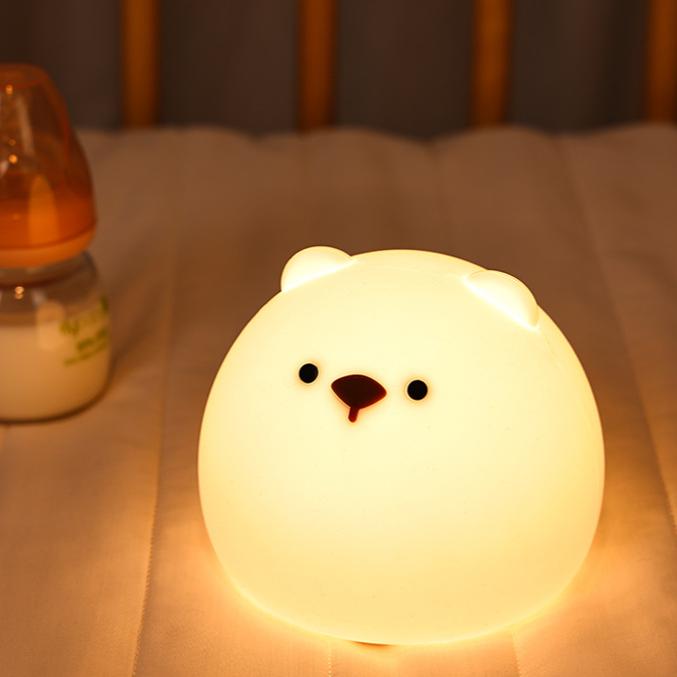 Squishy Silicone Chubby  Bear LED Night Light - Perfect Gift for Kids and Girls