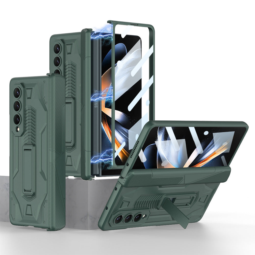 Magnetic Armor All-included Hinge Holder Case With Back Screen Protector For Galaxy Z Fold5 Fold4 Fold3