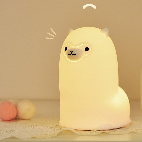 Squishy Silicone Alpaca LED Night Light - Perfect Gift for Kids and Girls