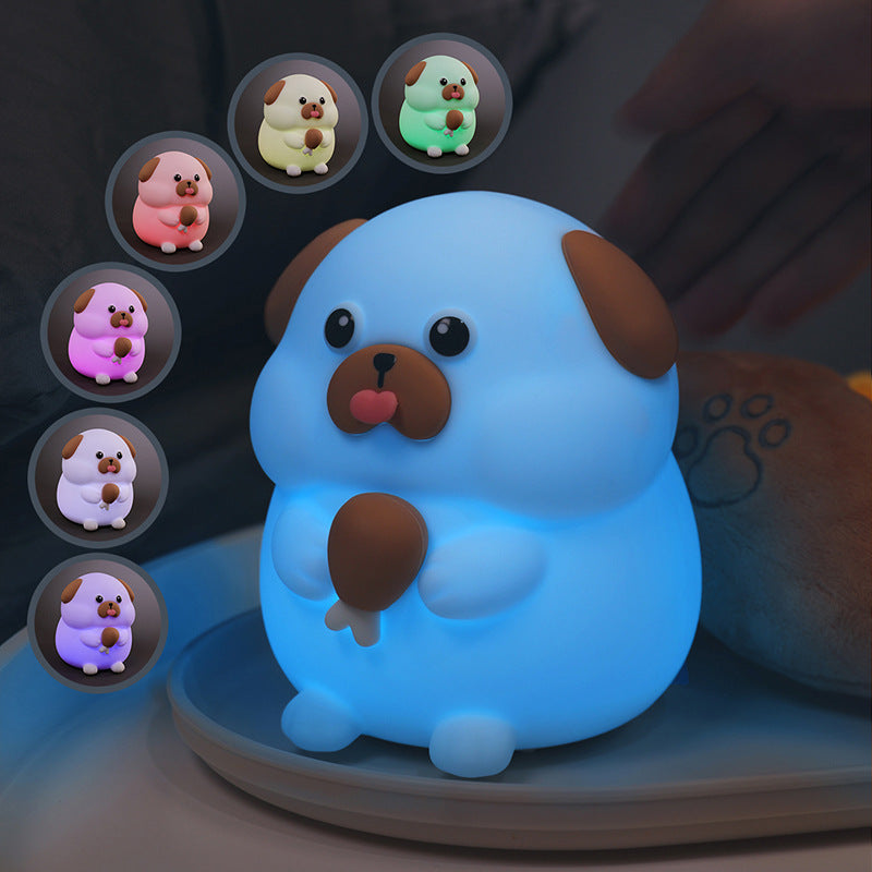 Squishy Silicone Greedy Puppy LED Night Light - Perfect Gift for Kids and Girls