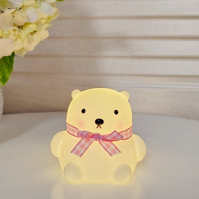 Squishy Silicone Mini Bear LED Lamp - Perfect Gift for Kids and Girls