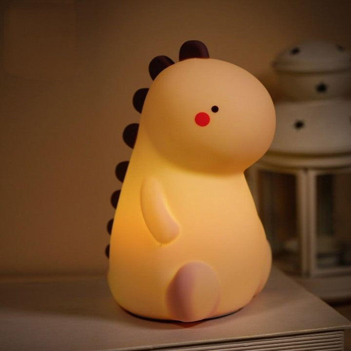 Squishy Silicone Blushing Dinosaur LED Night Light - Perfect Gift for Kids and Girls