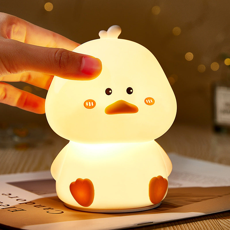 Squishy Silicone Shy Duck LED Night Light - Perfect Gift for Kids and Girls