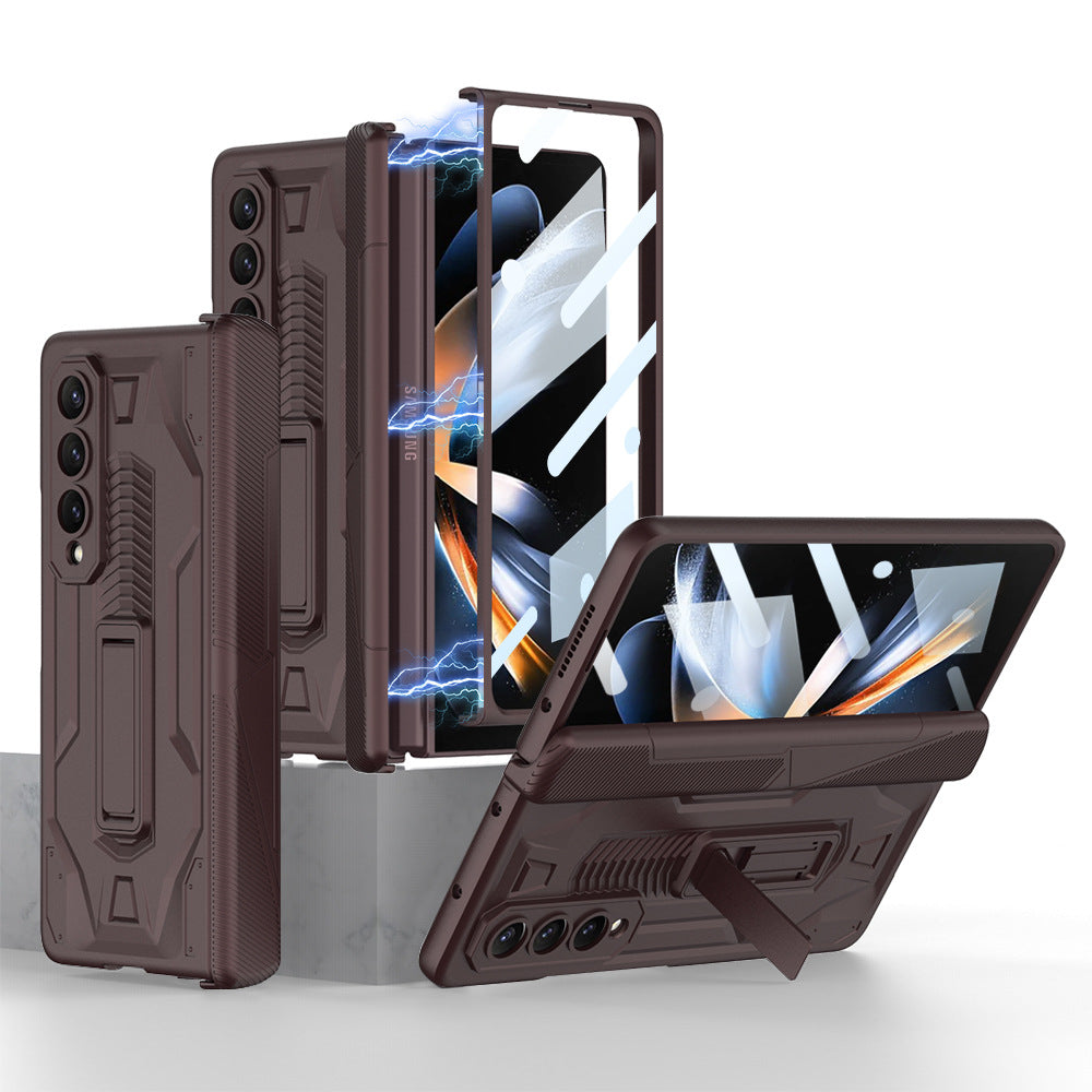 Magnetic Armor All-included Hinge Holder Case With Back Screen Protector For Galaxy Z Fold5 Fold4 Fold3