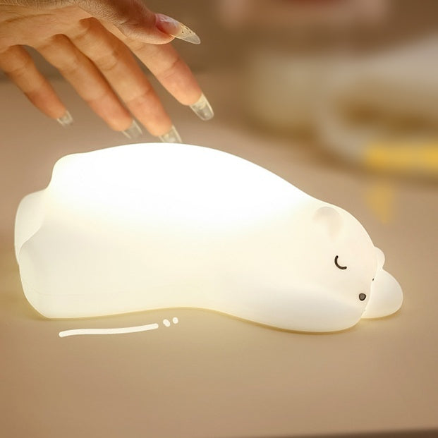 Squishy Silicone Polar Bear LED Night Light - Perfect Gift for Kids and Girls