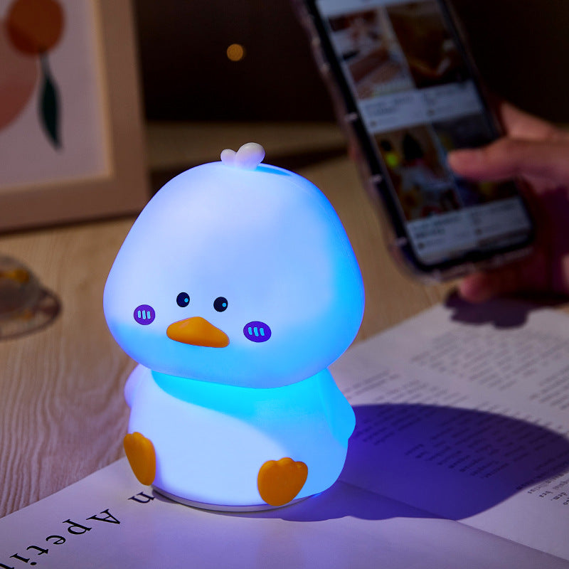 Squishy Silicone Shy Duck LED Night Light - Perfect Gift for Kids and Girls