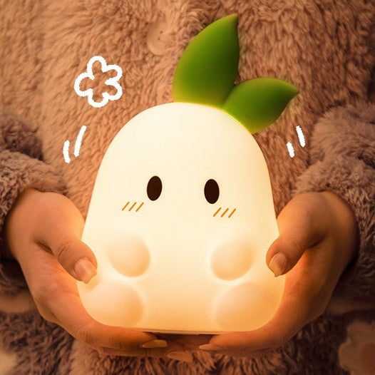 Squishy Silicone Cute Radish LED Night Light - Perfect Gift for Kids and Girls