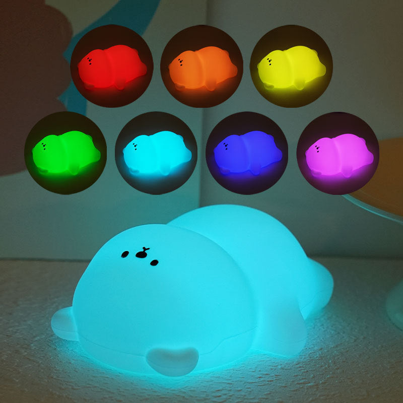 Chubby Bear Night Light 8 colors LED Squishy Silicone Tap Lamp Best Gift for Baby and Girl