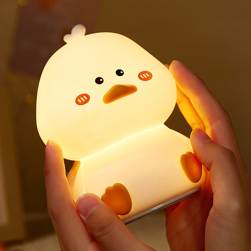 Squishy Silicone Shy Duck LED Night Light - Perfect Gift for Kids and Girls