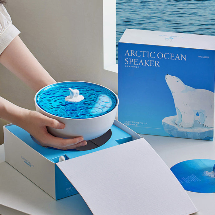 Polar Arctic Ocean Retro Bluetooth Record Player LED Night Light - Perfect Gift for Kids and Girls