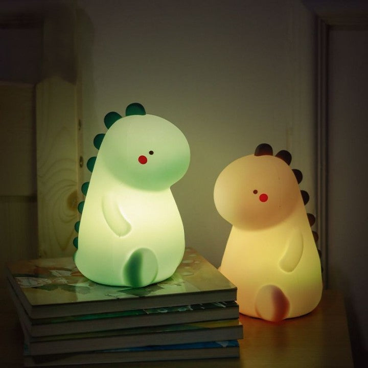 Squishy Silicone Blushing Dinosaur LED Night Light - Perfect Gift for Kids and Girls