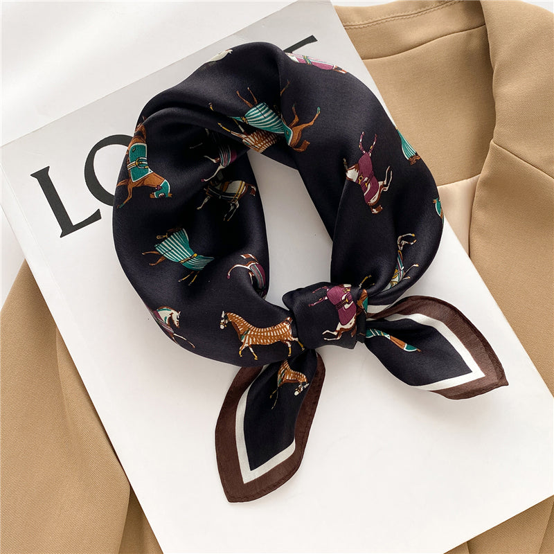 Fortuna Zwarte Foulard (100% Seta - 53cm)