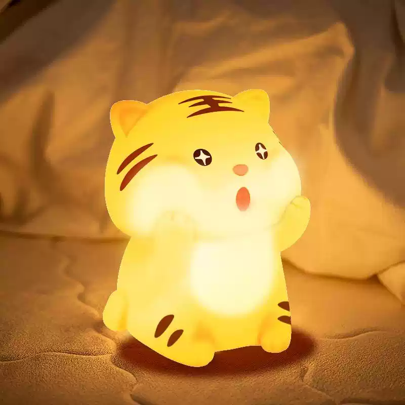 Squishy Silicone Tiger LED Night Light - Perfect Gift for Kids and Girls