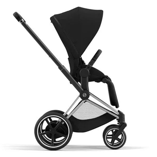 ePriam Smart Electric Stroller with Free Carry Cot - Chrome Frame / Black