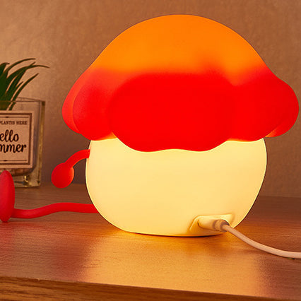 Mushroom Cute Night Light LED Squishy Silicone Tap Lamp Best Gift for Baby and Girl