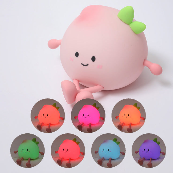 Squishy Silicone Peach LED Night Light - Perfect Gift for Kids and Girls