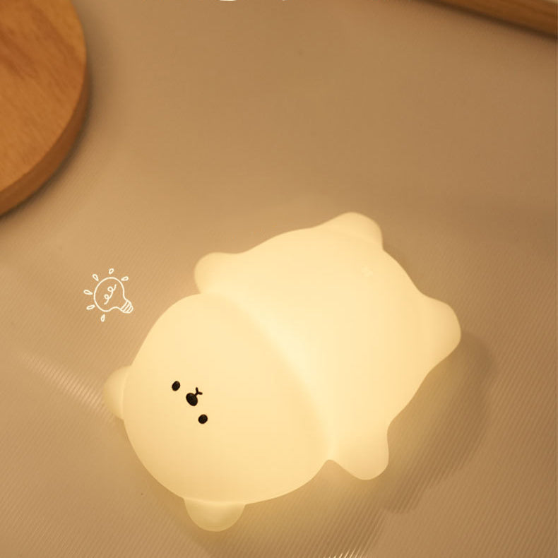 Squishy Silicone Little White Bear LED Night Light - Perfect Gift for Kids and Girls