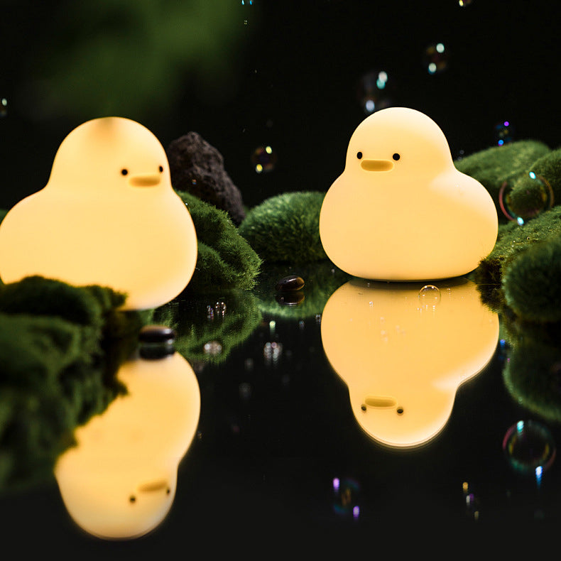 Cute Little Duck Night Light LED Squishy Silicone Tap Lamp Best Gift for Baby and Girl