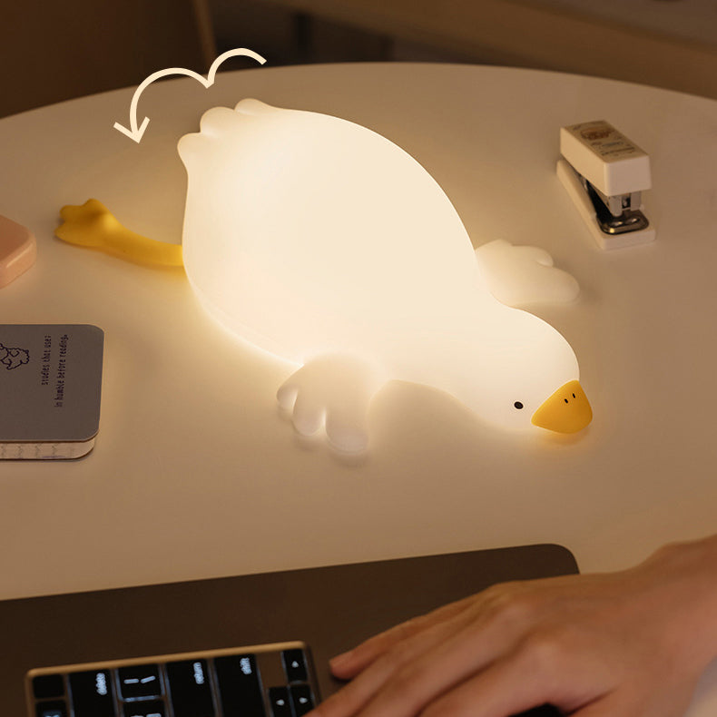 Squishy Silicone Big White Goose LED Night Light - Perfect Gift for Kids and Girls