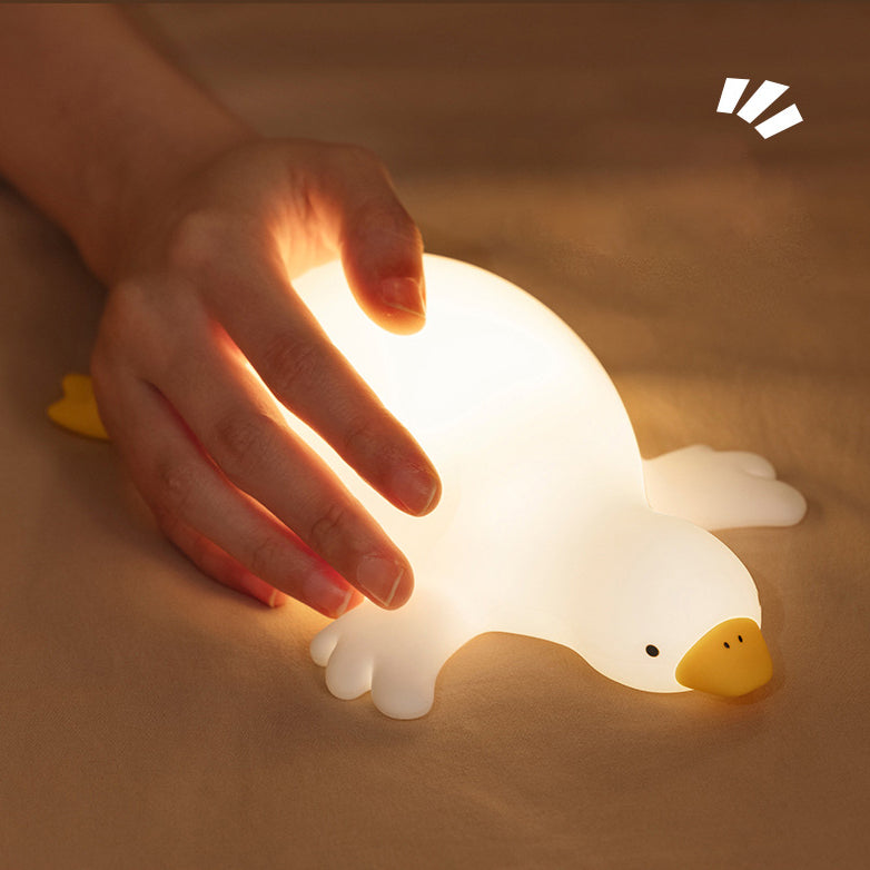 Squishy Silicone Big White Goose LED Night Light - Perfect Gift for Kids and Girls