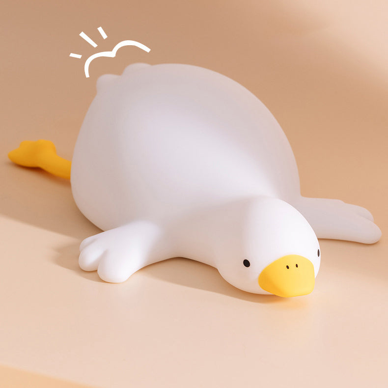 Squishy Silicone Big White Goose LED Night Light - Perfect Gift for Kids and Girls