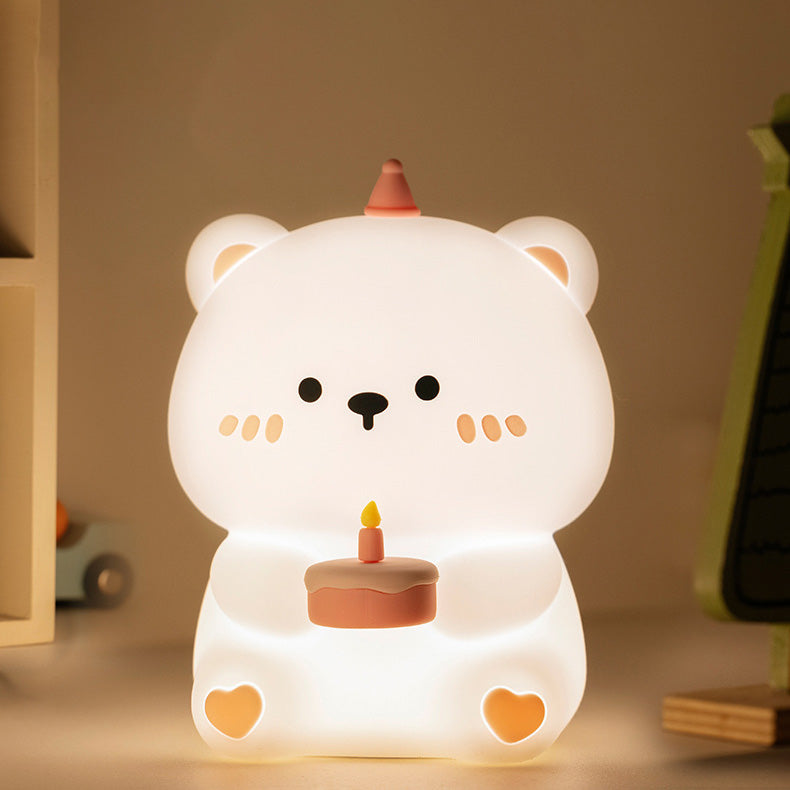 Squishy Silicone Little White Bear LED Night Light - Perfect Gift for Kids and Girls