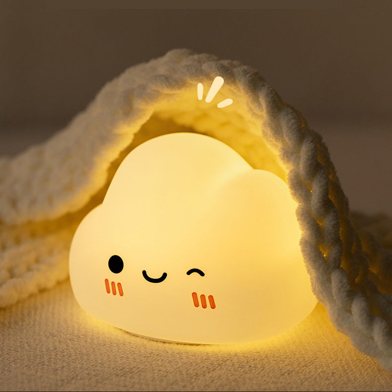 Squishy Silicone Smiling Clouds LED Night Light - Perfect Gift for Kids and Girls