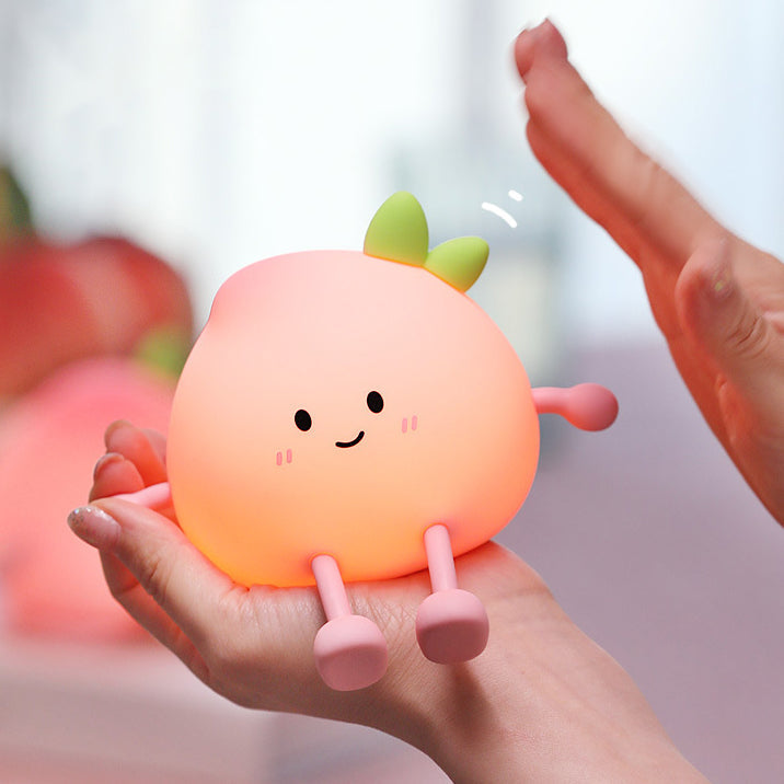 Squishy Silicone Peach LED Night Light - Perfect Gift for Kids and Girls