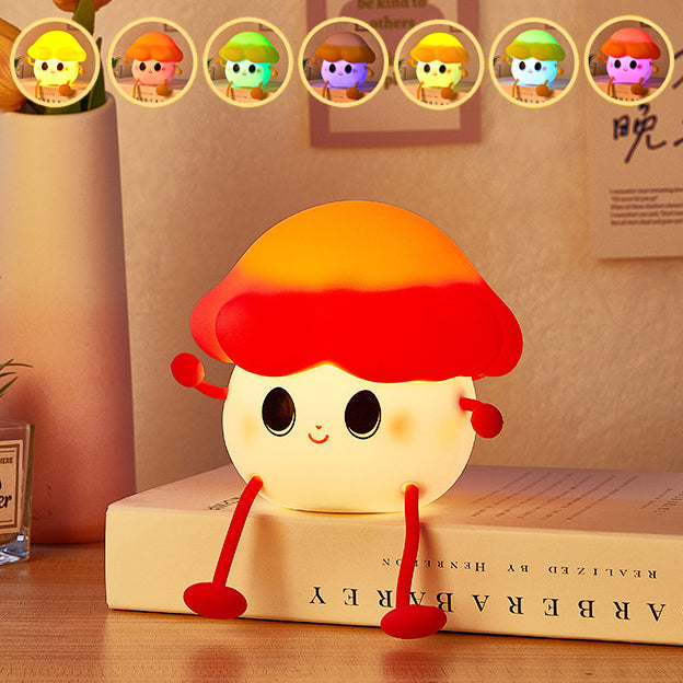 Mushroom Cute Night Light LED Squishy Silicone Tap Lamp Best Gift for Baby and Girl