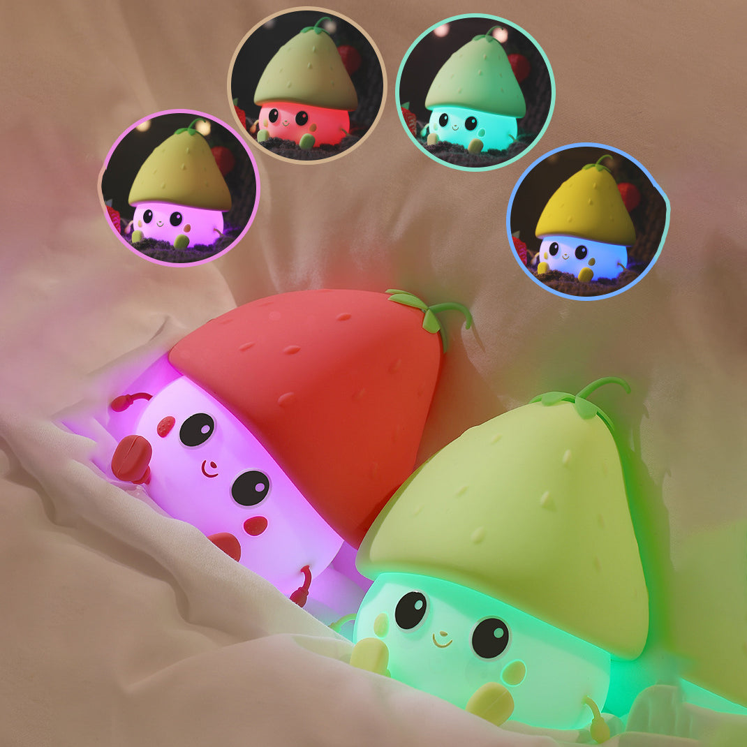 Squishy Silicone Strawberry LED Night Light - Perfect Gift for Kids and Girls