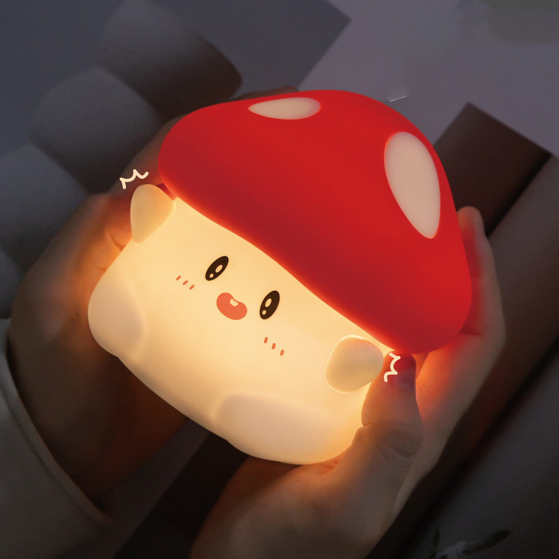 Squishy Silicone Adorable Mushroom LED Night Light - Perfect Gift for Kids and Girls