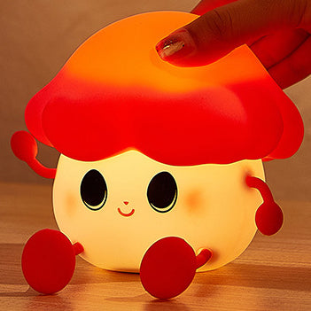 Mushroom Cute Night Light LED Squishy Silicone Tap Lamp Best Gift for Baby and Girl