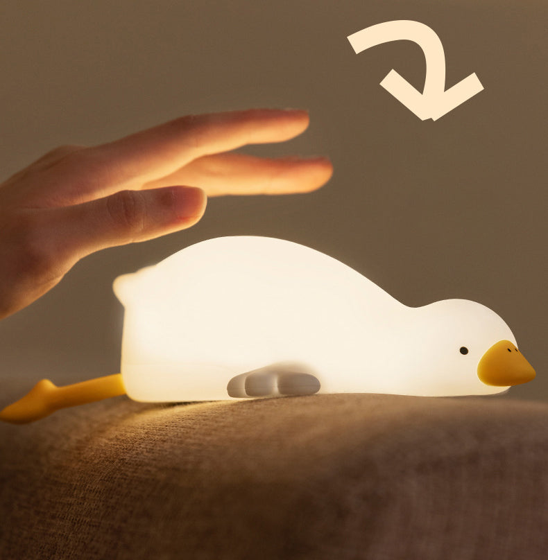 Squishy Silicone Big White Goose LED Night Light - Perfect Gift for Kids and Girls