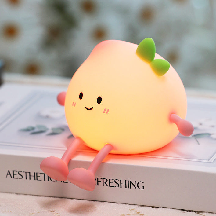 Squishy Silicone Peach LED Night Light - Perfect Gift for Kids and Girls