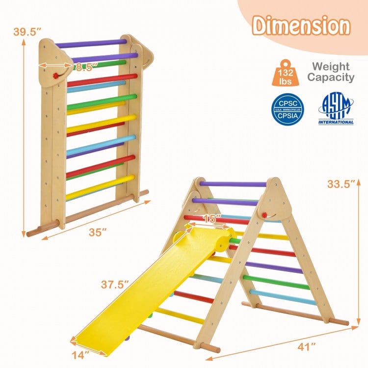 Kids Climbing Triangle Set with Adjustable and Reversible Ramp