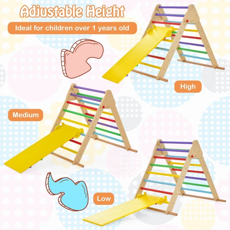 Kids Climbing Triangle Set with Adjustable and Reversible Ramp