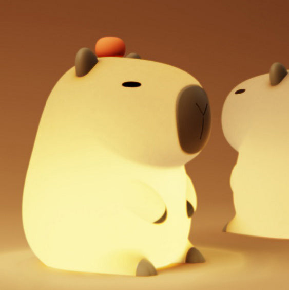 Orange Capybara Squishy Silicone LED Night Light - Perfect Gift for Kids and Girls