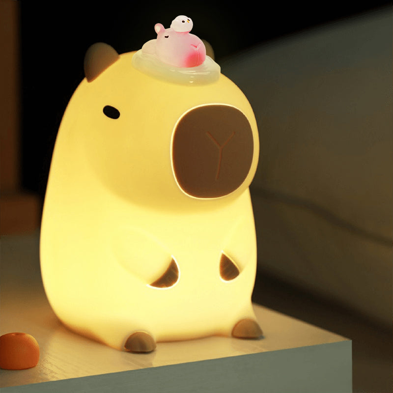 Swimming Capybara Squishy Silicone LED Night Light - Perfect Gift for Kids and Girls