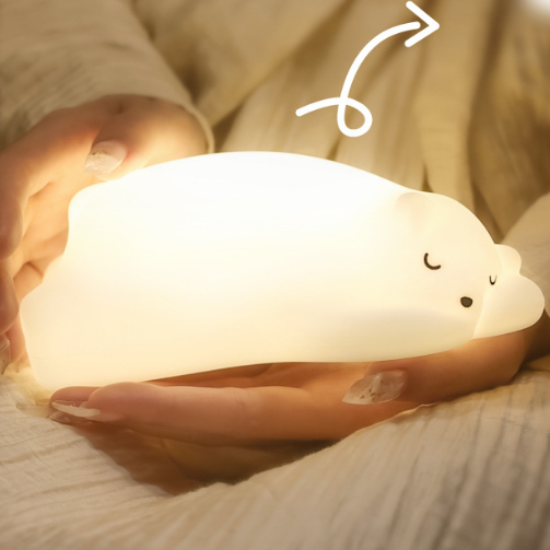 Squishy Silicone Polar Bear LED Night Light - Perfect Gift for Kids and Girls