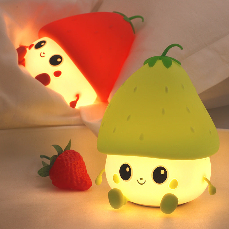 Squishy Silicone Strawberry LED Night Light - Perfect Gift for Kids and Girls