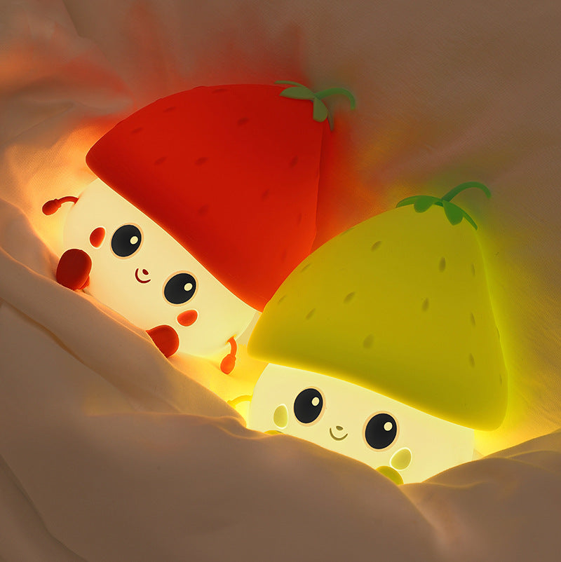 Squishy Silicone Strawberry LED Night Light - Perfect Gift for Kids and Girls